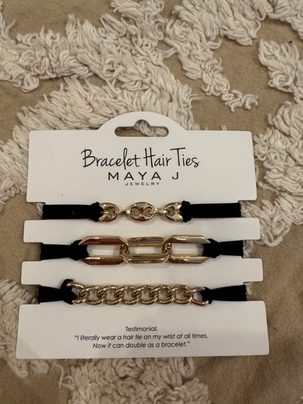 Maya Black and Gold Bracelet Hair Ties - Set of 3